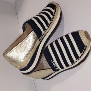 Tory Burch Daisy Slip-On Trainer in Midnight/ Ivory/ Sparkle Gold Size 6